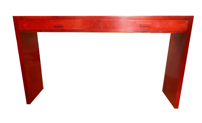 Consolle in pergamena rossa Consolle in red parchment 